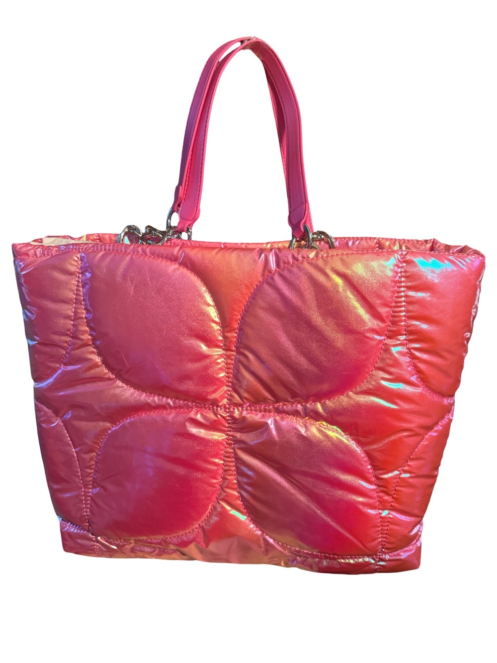 Paris Hilton NWT Casson Pink Puffy Quilted Oversized Tote with Chain Strap P262 - Picture 3 of 12